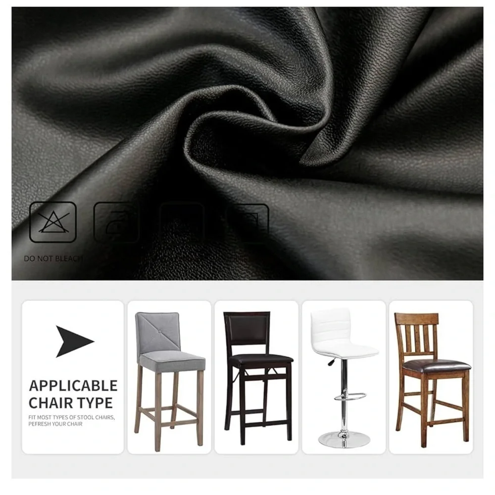 Pair of Black pleather counter height stool covers